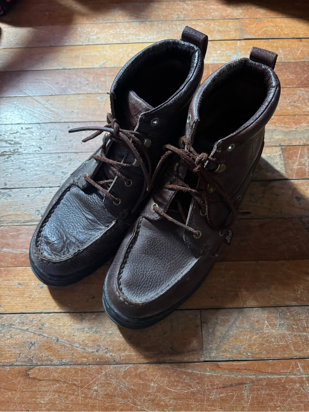 Justin Boots Men's Brown Lace-Up Moc Toe Western Boots